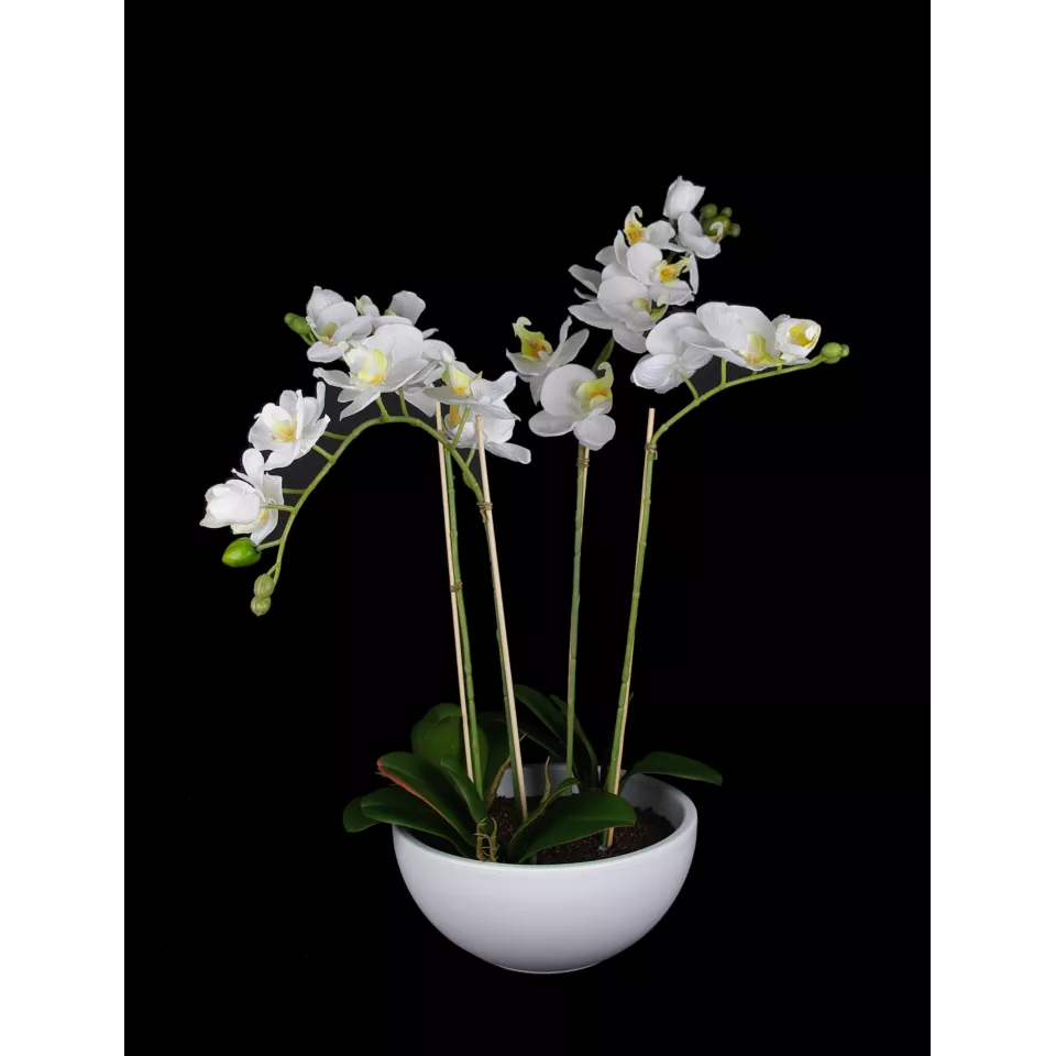 Composition Phalaenopsis Orchidee Artificielle Blanc En Pot 63 Cm