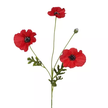 COQUELICOT artificiel 3 fleurons 65 cm